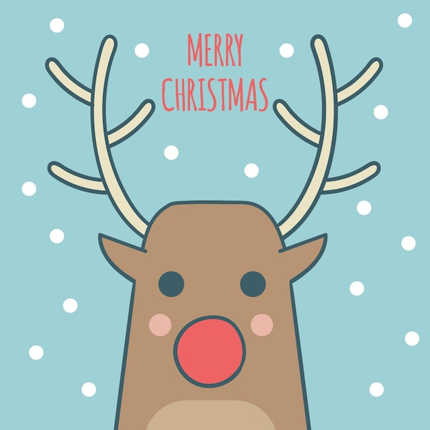 Merry Christmas Card Greeting with Reindeer