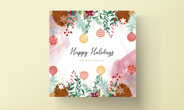 Vector merry christmas card with beautiful christmas ornament