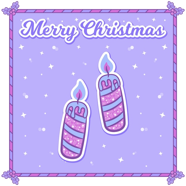 Merry christmas card with candles sticker