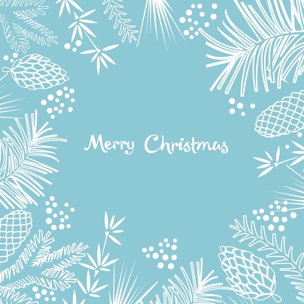 Merry Christmas card with cones