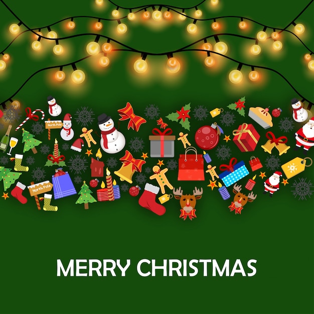 ベクトル 創造的なデザインと緑の背景とメリークリスマスカード