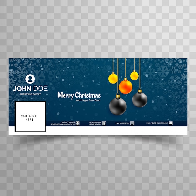 Merry christmas card with facebook cover banner template design