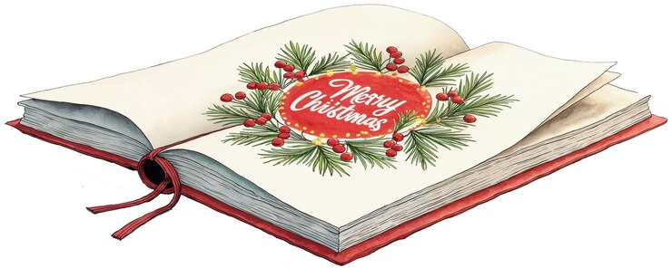 Vector merry christmas card with festive wreath