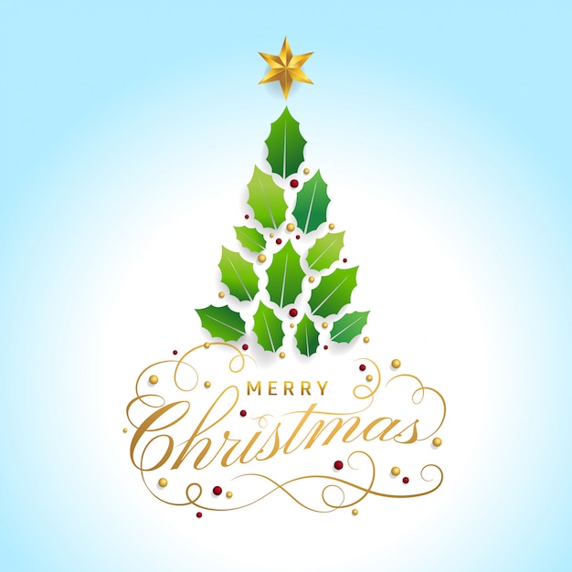 Vector merry christmas card with graphic christmas tree