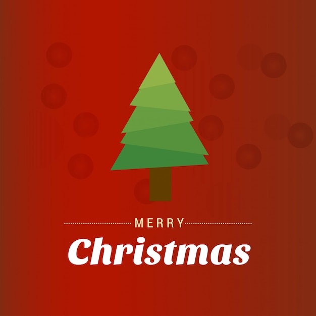 Merry Christmas card with red background and typography vector