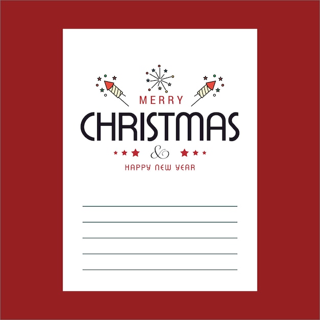 Vector merry christmas card with red background