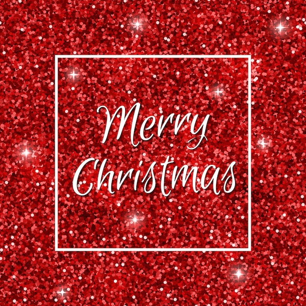 Merry Christmas card with red glitter. Vector illustration