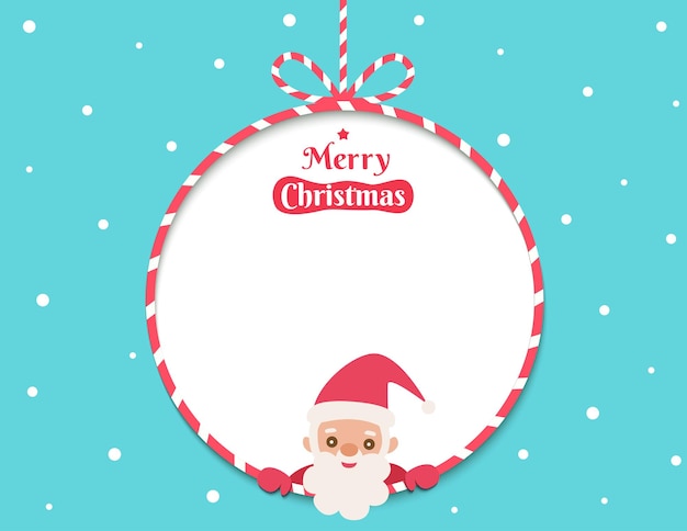 Vector merry christmas card with santa claus illustration.