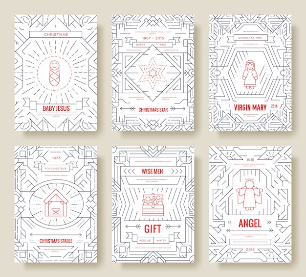 Merry christmas cards set illustration