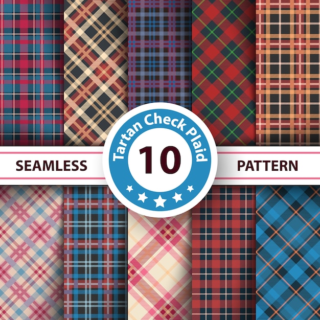 Merry Christmas check plaid seamless patterns.