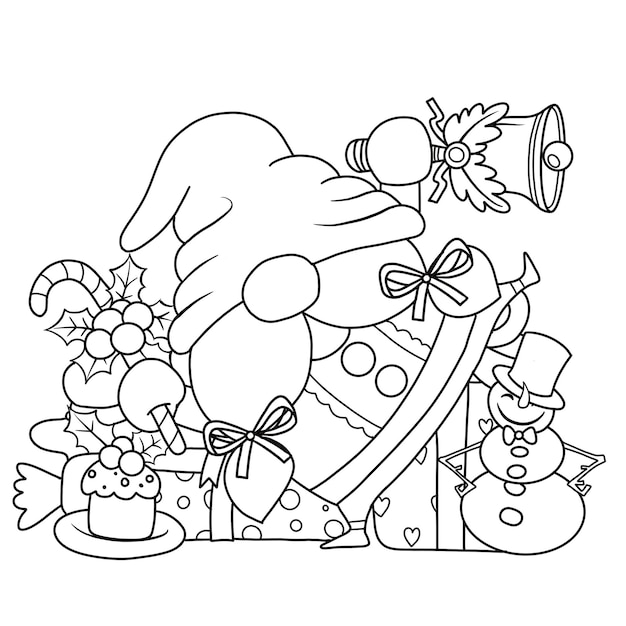 Merry christmas christmas santa claus isolated coloring page for kids