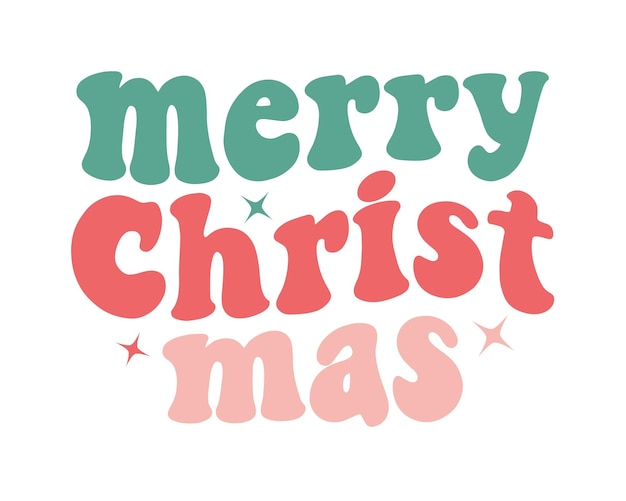 Merry Christmas citaat retro golvende typografie sublimatie SVG op witte achtergrond