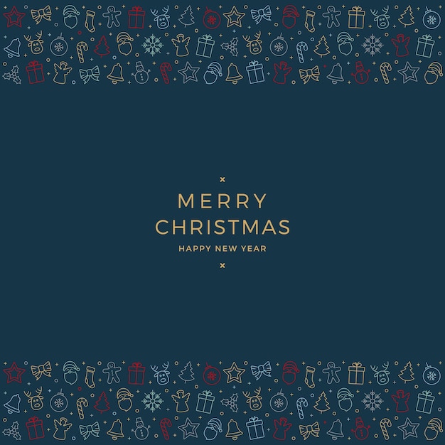 Merry christmas colorful icon elements blue background