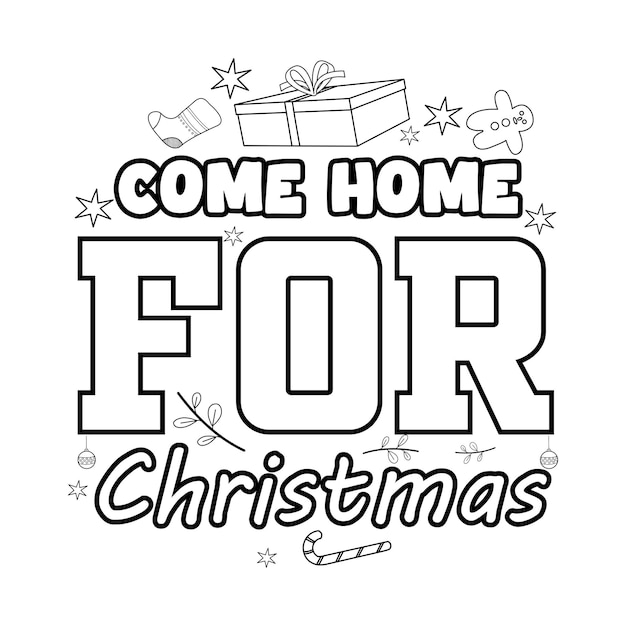 Merry Christmas Coloring page Christmas line art coloring page design for kids