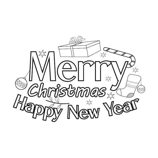 Merry Christmas Coloring page Christmas line art coloring page design for kids