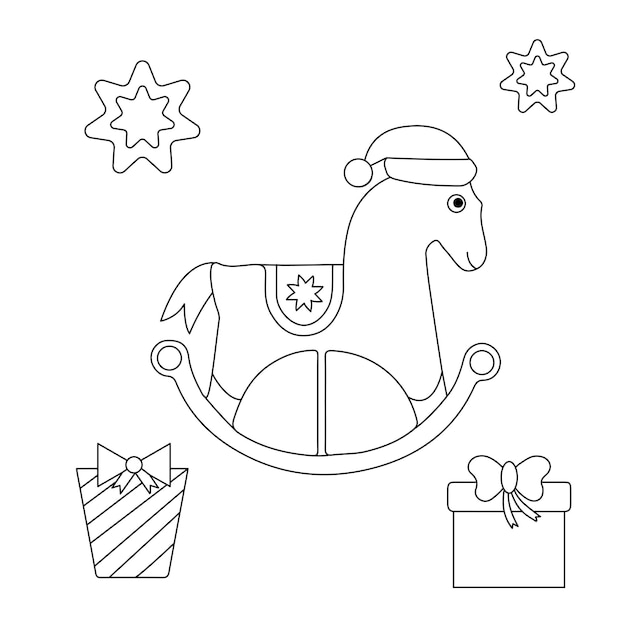 Vector merry christmas coloring page