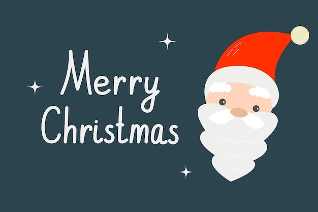 Merry Christmas concept Cute Santa Claus head with a red hat and a long beard Happy design template