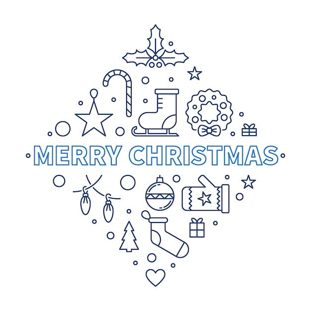 Merry christmas creative outline illustration