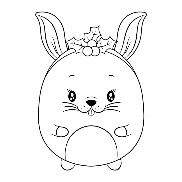 merry Christmas cute animal drawing sketch for coloring with berry