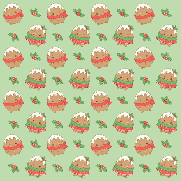 Merry Christmas cute ginger cookies drawing pattern background for gifts wrap