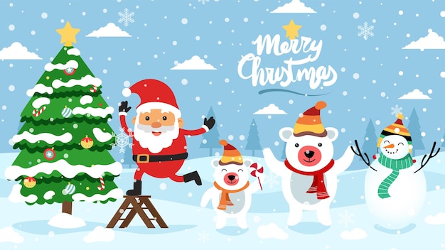 Merry Christmas cute illustration