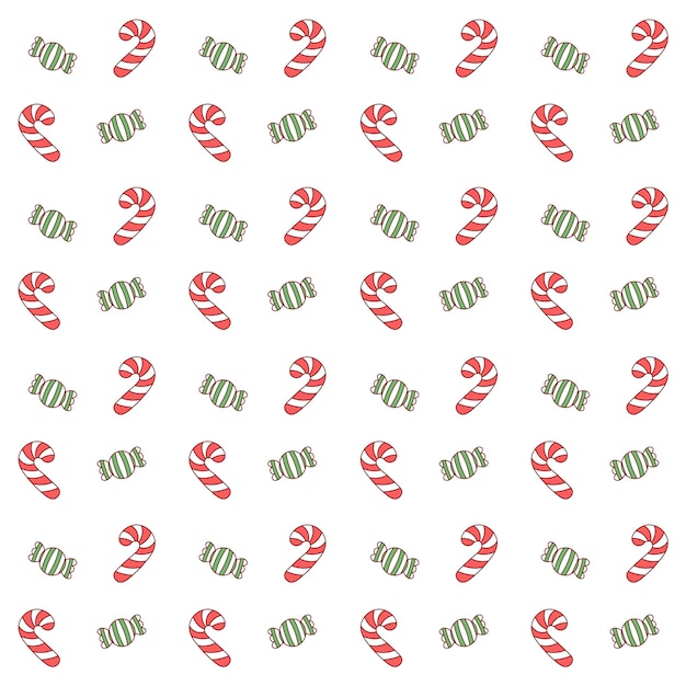 Merry Christmas cute red and green candy drawing pattern background for gifts wrap