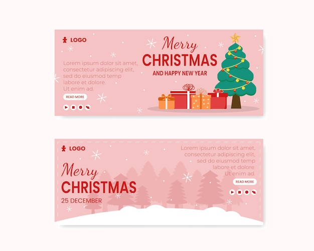 メリークリスマスの日バナーテンプレートフラットデザインイラストソーシャルメディア、カード、挨拶、Webインターネット広告に適した正方形の背景の編集可能