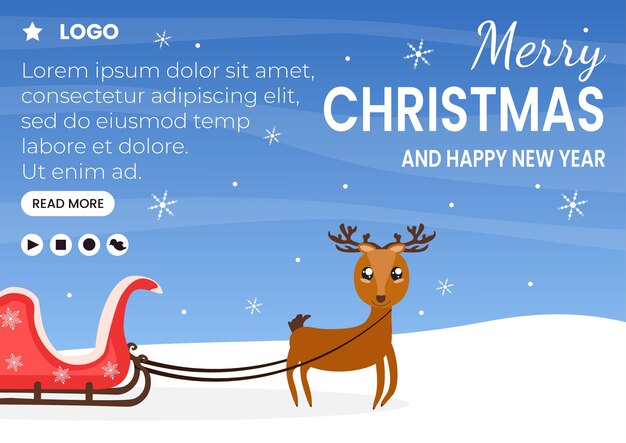 Merry christmas day brochure sjabloon plat ontwerp illustratie bewerkbaar van vierkante achtergrond geschikt voor sociale media, kaart, groeten en internet internetadvertenties