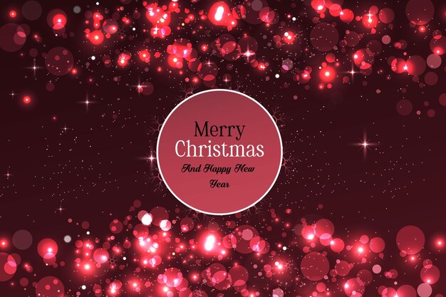 Merry Christmas day and happy new year background with Christmas tree balls ribbon confetti