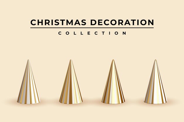 Merry Christmas decoration collection in gold