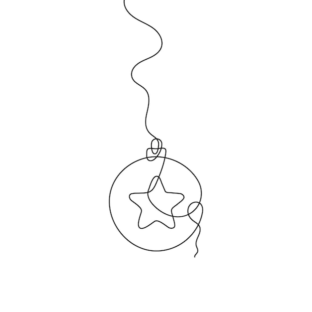 Merry christmas decoration element continuous one line art of christmas ball