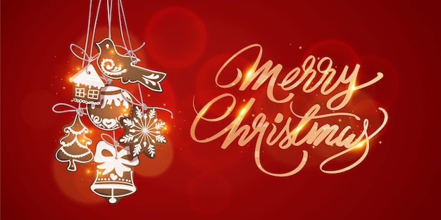 Merry christmas decoration in red background