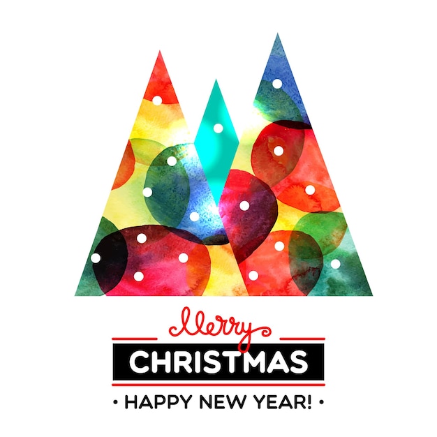 Merry Christmas decorative tree background Happy New Year card Vector illustration