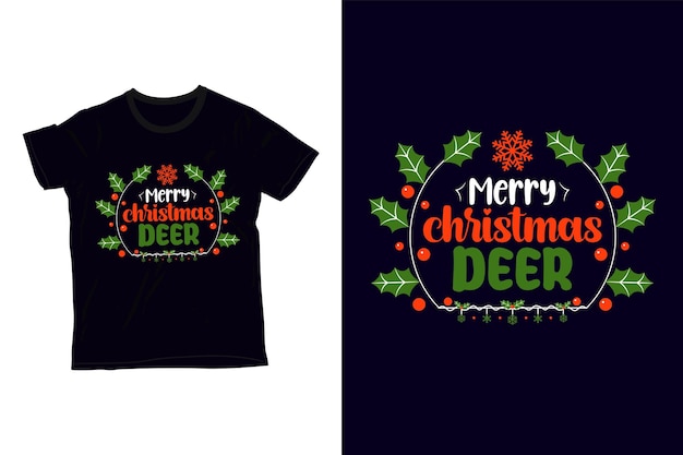 счастливого Рождества олень дизайн футболки