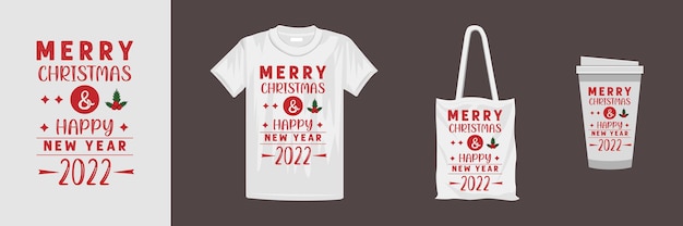 Merry Christmas design for different clothes and accessories products. Christmas theme t-shirt design.