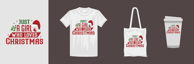 Merry Christmas design for different clothes and accessories products. Creative typography design.