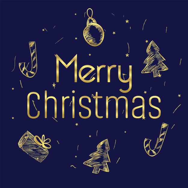 Vector merry christmas design golden color