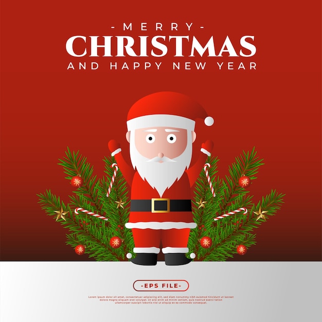 Merry christmas design with santa star candy light bulb and christmas tree elements