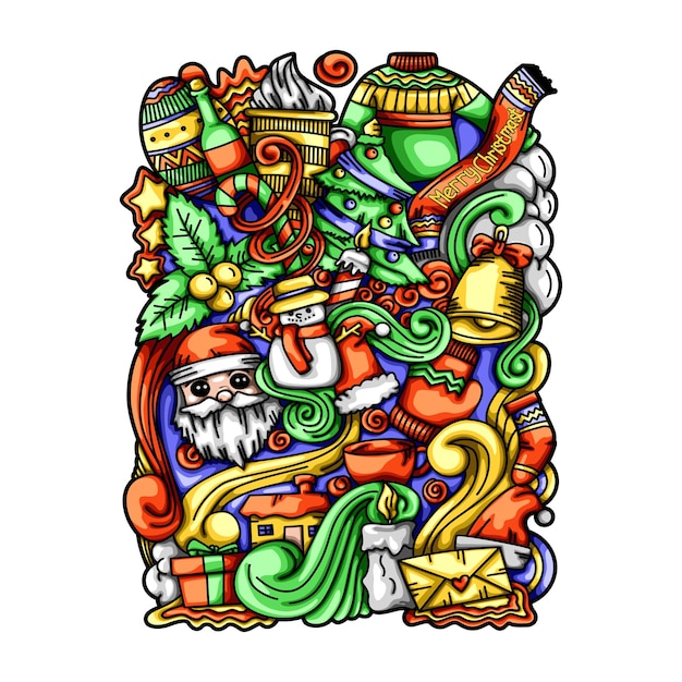 Buon natale doodle illustrazione vettoriale