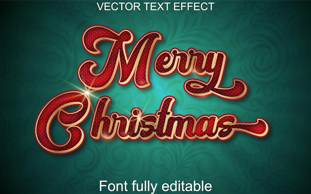 Vector merry christmas editable 3d text effect with floral background.