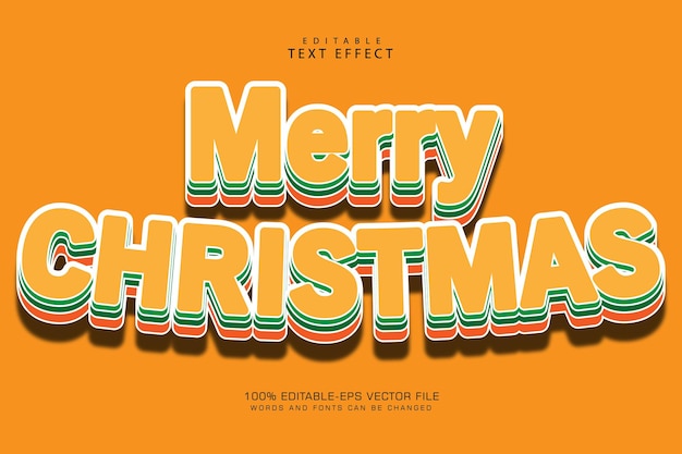 Merry christmas editable text effect 3 dimension emboss vintage style