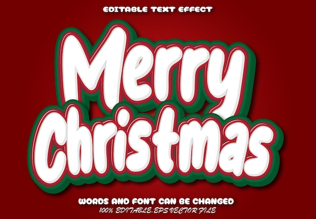 Merry christmas editable text effect cartoon style