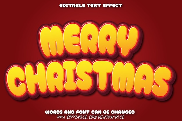 Счастливого Рождества редактируемый текстовый эффект в мультяшном стиле