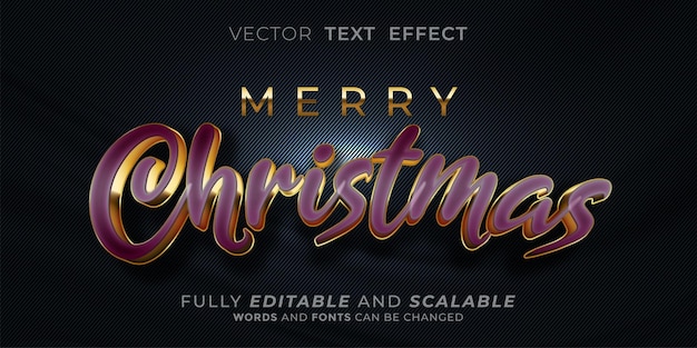 Merry christmas editable text effect on dark elegant background