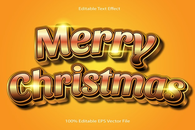 Merry christmas editable text effect emboss cartoon gradient style