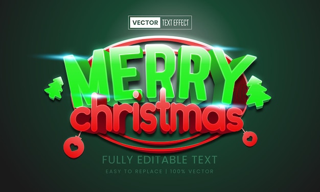 Merry christmas editable vector text effect