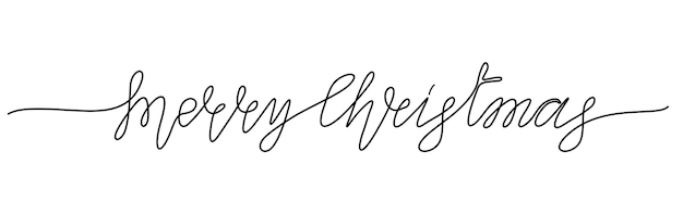 Merry christmas een regel handgeschreven inscriptie hand getrokken belettering een lijntekening van zin