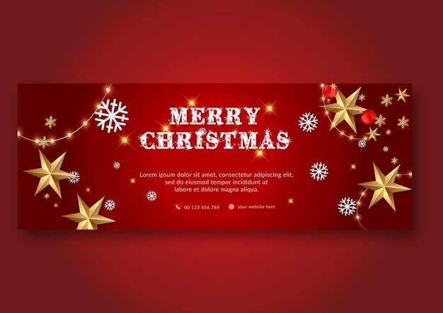 Merry christmas facebook cover design hand drawn flat illustration