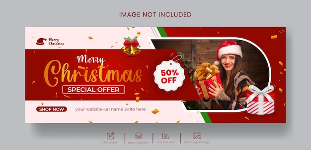 メリー クリスマス Facebook カバーと Web バナー テンプレート デザイン