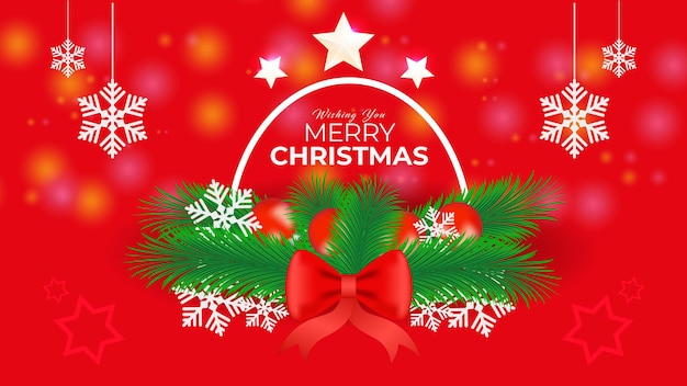 Merry Christmas facebook and instagram social media post Ornament square background Premium Vector